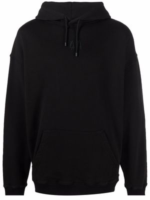 44 label group logo-print cotton hoodie - Black