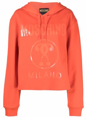 Moschino logo-print cotton hoodie - Orange