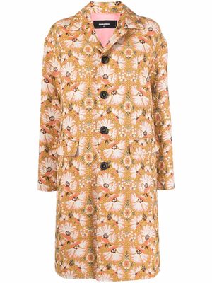 Dsquared2 floral jacquard cocoon coat - Yellow