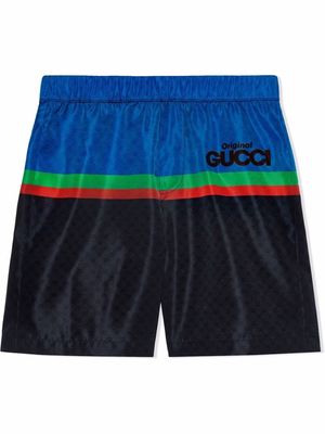 Gucci Kids GG-logo print swim shorts - Blue
