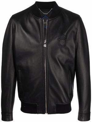 Billionaire leather bomber jacket - Black