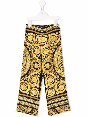 Versace Kids baroque-pattern print trousers - Yellow