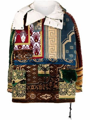 Children Of The Discordance patchwork-detail hooded jacket - Blue