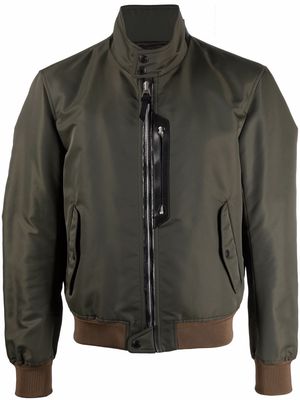 TOM FORD leather-trim zip-front Harrington jacket - Green