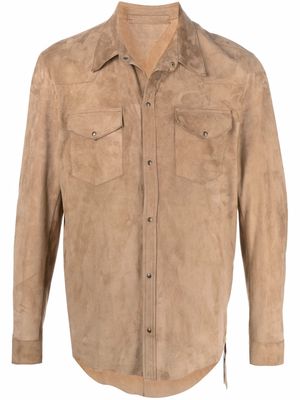 Salvatore Santoro press-stud leather shirt jacket - Neutrals