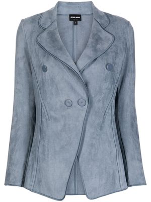 Giorgio Armani tonal stitching double-breasted blazer - Blue