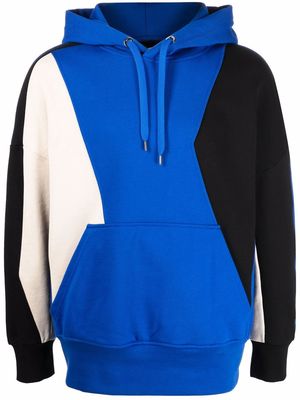 Neil Barrett asymmetric colour-block hoodie - Blue