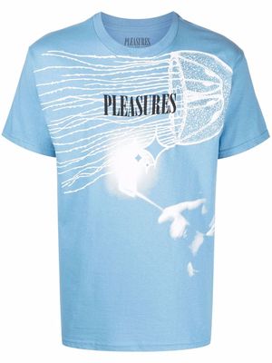 Pleasures glow logo-print T-shirt - Blue