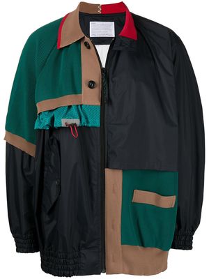 Kolor colour-block shirt jacket - Black