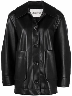 Rodebjer button-up leather shirt coat - Black