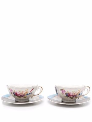 Seletti hybrid contrast-print tea set - White
