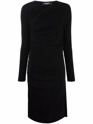 Dsquared2 asymmetric-neck ruched dress - Black