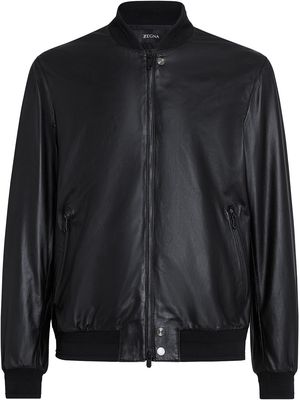 Z Zegna leather bomber jacket - Black