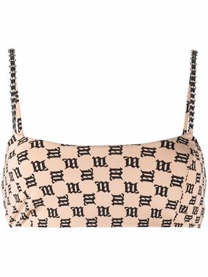 MISBHV monogram-print bikini top - Neutrals
