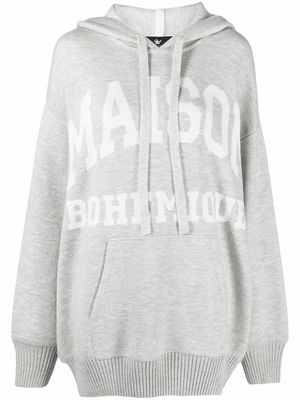 Maison Bohemique logo-print cotton hoodie - Grey