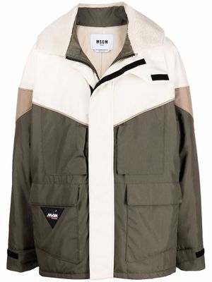 MSGM colour-block hooded parka - Green