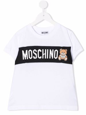 Moschino Kids digital-teddy logo-print T-shirt - White