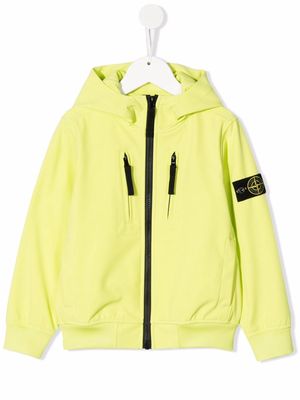 Stone Island Junior Compass-logo zip-up hoodie - Yellow