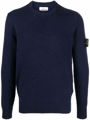 Stone Island logo-patch knitted jumper - Blue