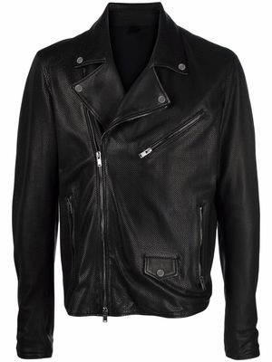 Tagliatore off-centre zipped biker jacket - Black