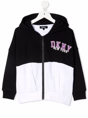 Dkny Kids colou-block logo-print hoodie - Black