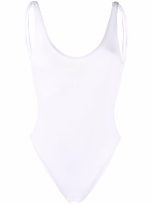 Elisabetta Franchi logo-print backless swimsuit - White