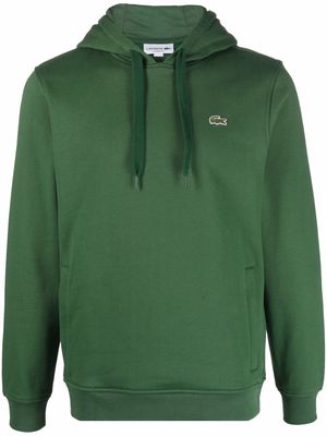 Lacoste logo-patch drawstring hoodie - Green