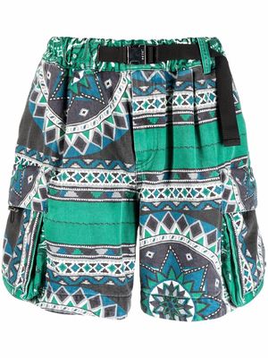 sacai geometric-print bermuda shorts - Green