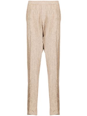 Emporio Armani straight-leg linen trousers - Brown