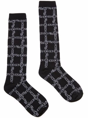 JW Anderson logo-knit socks - Black