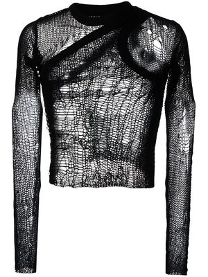 Rick Owens Banana Net distressed-knit jumper - Black