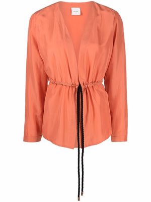 Alysi tie-front silk jacket - Orange