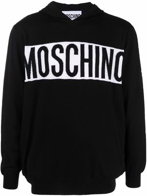 Moschino logo-knit hoodie - Black