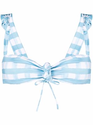 Jacquemus gingham knotted bikini top - Blue