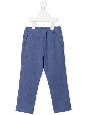 Familiar elasticated straight-leg trousers - Blue