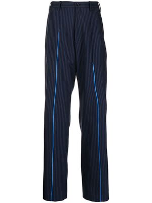 sulvam seam-detail pinstripe-print tailored trousers - Blue