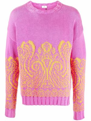 ETRO intarsia-knit long-sleeve jumper - Pink