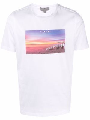 Canali photographic crew-neck T-shirt - White