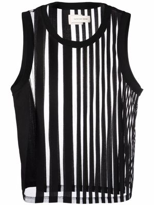 Feng Chen Wang striped-mesh vest top - Black