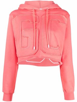 Gcds logo-patch cropped hoodie - Red