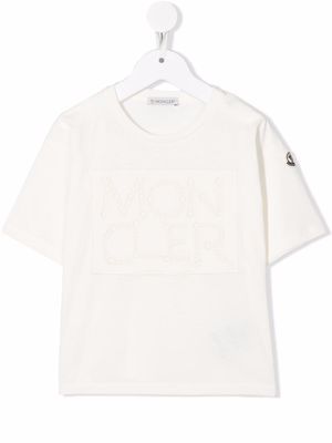Moncler Enfant embroidered logo short-sleeve T-shirt - White