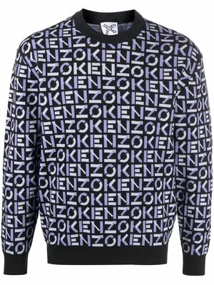 Kenzo intarsia-knit logo long-sleeve jumper - Black