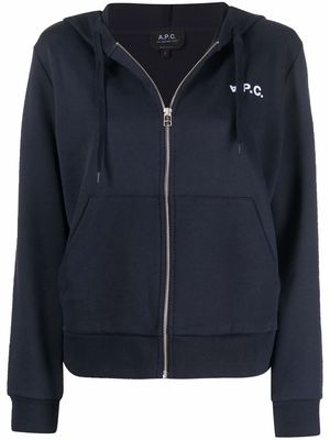 A.P.C. logo-print hoodie - Blue