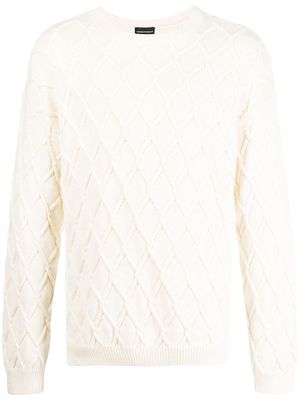 Emporio Armani cross pattern knit jumper - White