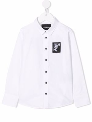 John Richmond Junior logo-patch long-sleeve shirt - White
