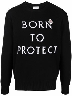 Moncler slogan intarsia-knit crew-neck jumper - Black