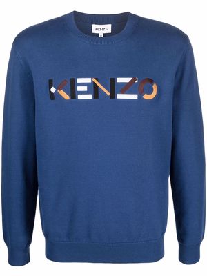 Kenzo logo-lettering jumper - Blue