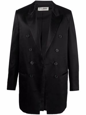 Saint Laurent double-breasted silk blazer - Black
