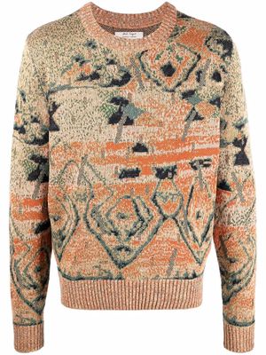 Nick Fouquet graphic-print knitted jumper - Orange