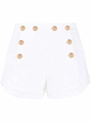 Dsquared2 high-waisted tweed shorts - White